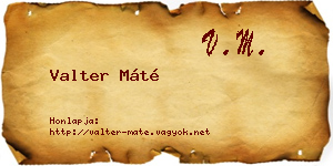 Valter Máté névjegykártya